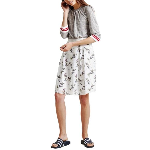 Warm Linen Swiss Dot Floral Fit n Flare Dress Size 0 - Picture 1 of 12